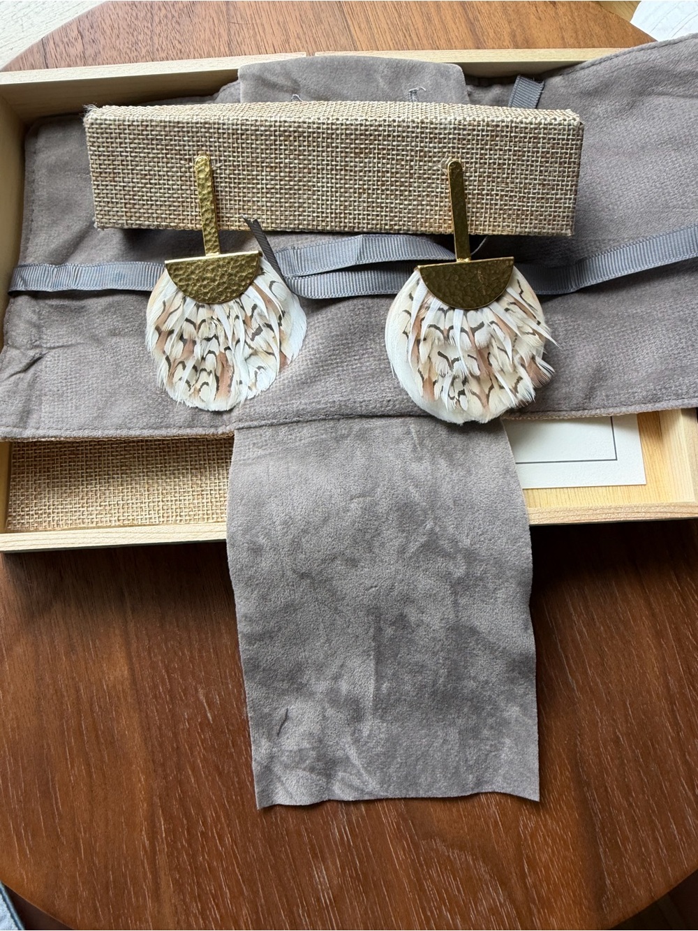 Brackish 24k Handmade Quail Feather Earrings - Picture 11 of 16